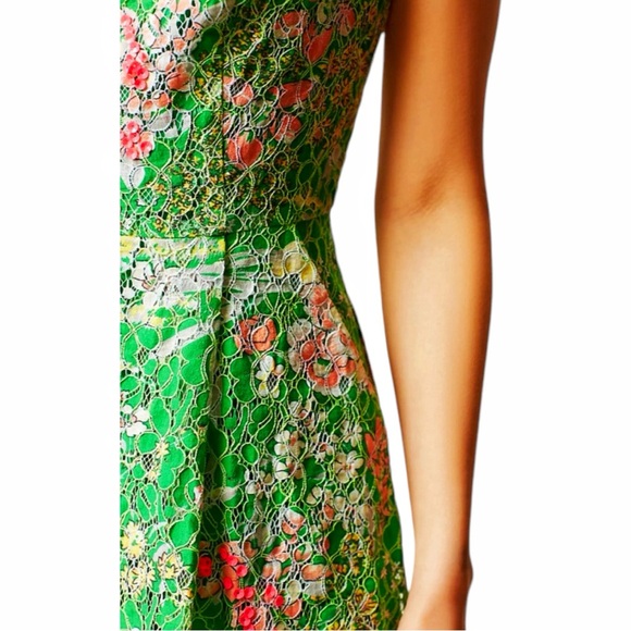 Anthropologie Maeve Verbena Floral Multicolor Lace Fit & Flare Dress Size 0 - Picture 3 of 15